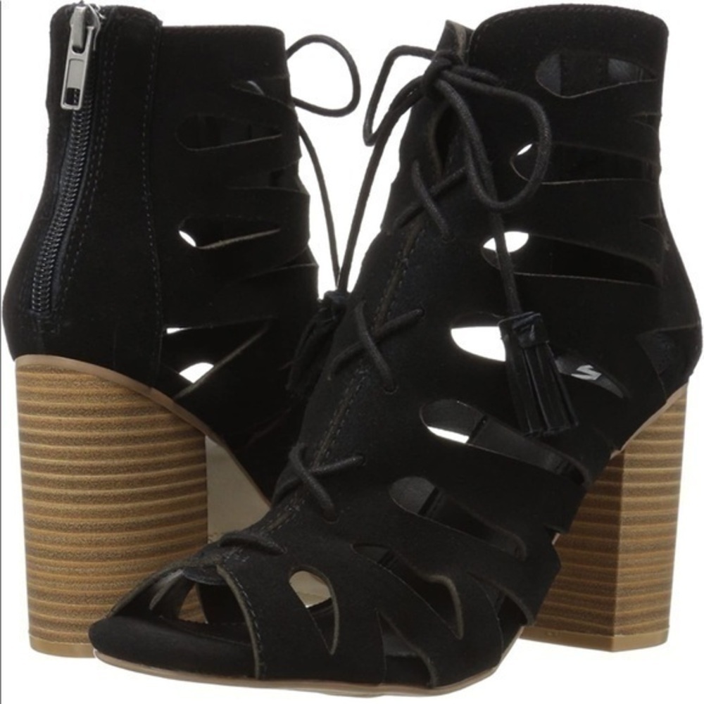 MIA Black Cara Gladiator Huarache Suede Sandals Size 8.5M